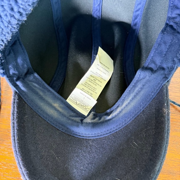 Patagonia Trapper Recycled Wool Ear Flap Baseball Winter Sherpa Tie Cap Navy L - Picture 6 of 9